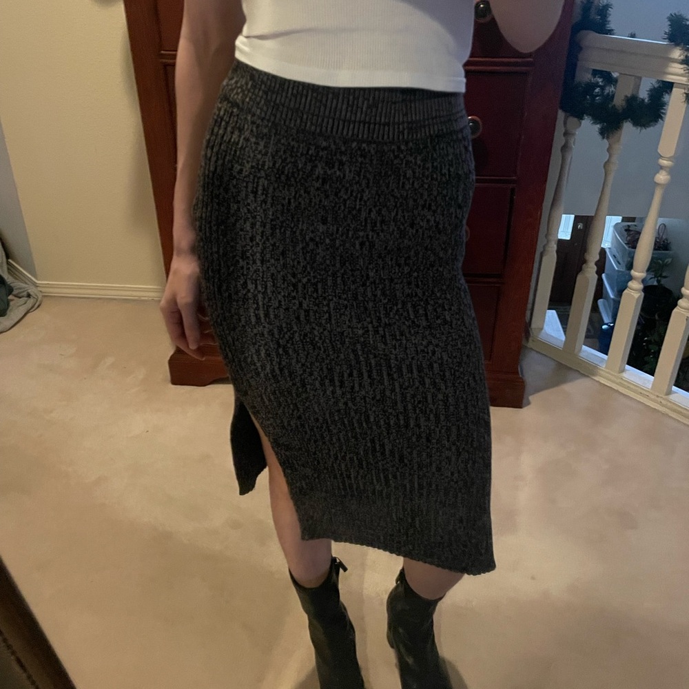 BCBG Charcoal Knit Pencil Skirt